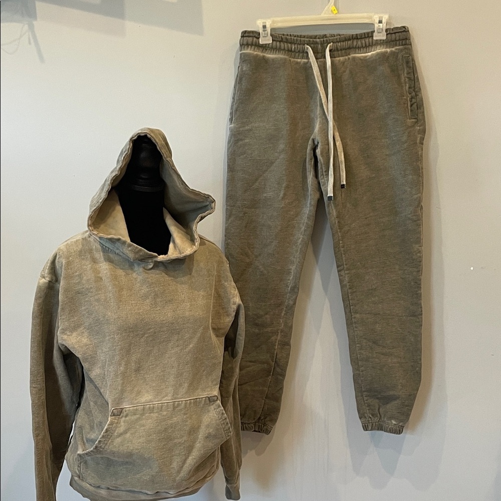 Washed Olive Green Hoodie & Jogger Set talentless brand unisex small